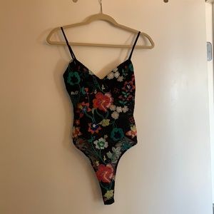 Black floral body suit